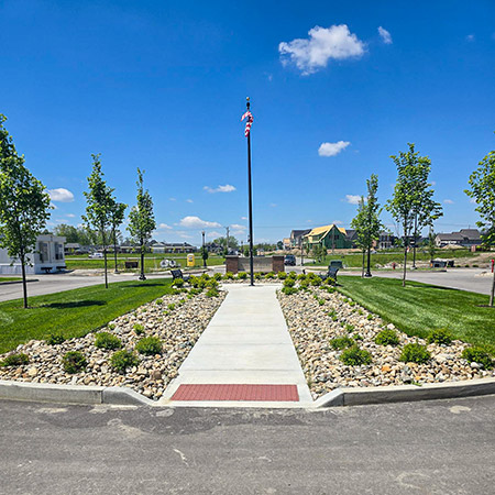 Flower beds and landscaping at Holliday Farms.